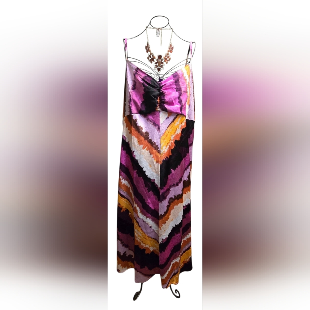 Sofia by Sofia Vergara Pink and Orange Chevron Maxi Dress